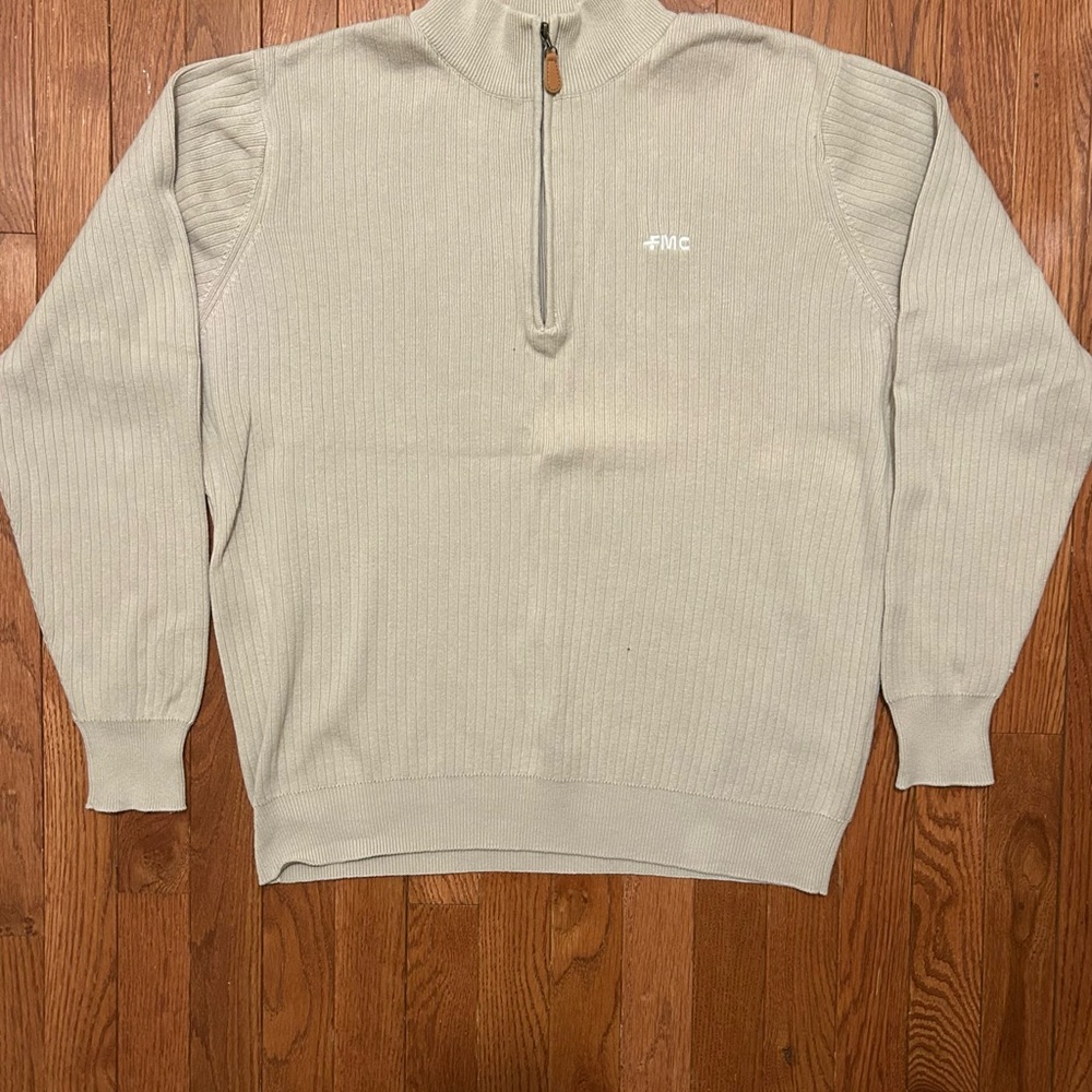 Greg Norman Collection Beige Zip-Up Sweater